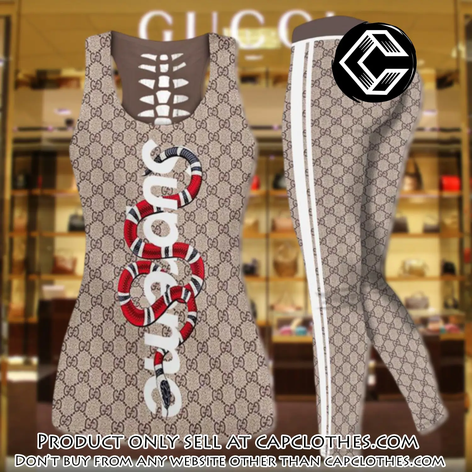 Gucci supreme snake tank top leggings set luxury brand for women yoga gym cc5652182